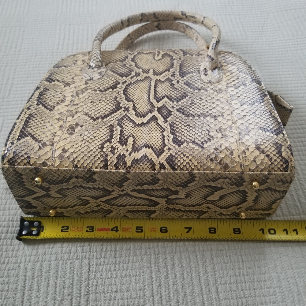Natural Python Skin Satchel Handbag - image 3